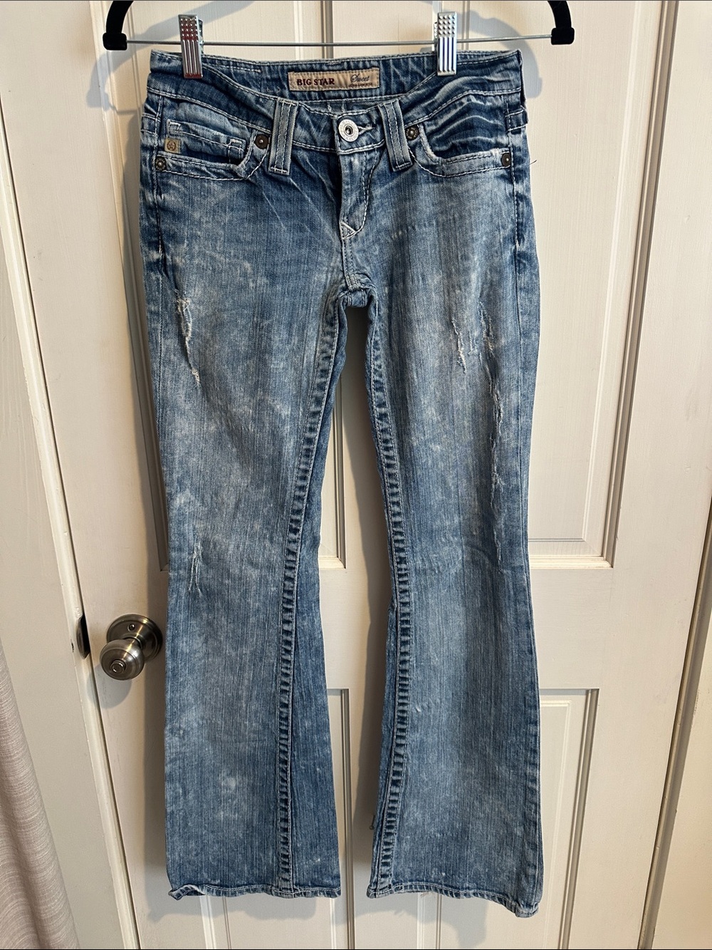 Big Star Women's Light Blue Flared Distressed Jeans